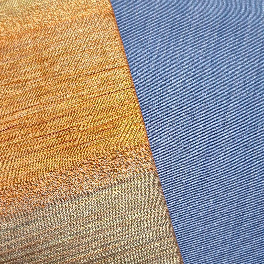 35 未使用 半幅帯 紋小袋帯 未使用 小森草木染め 金糸 証紙あり お-35