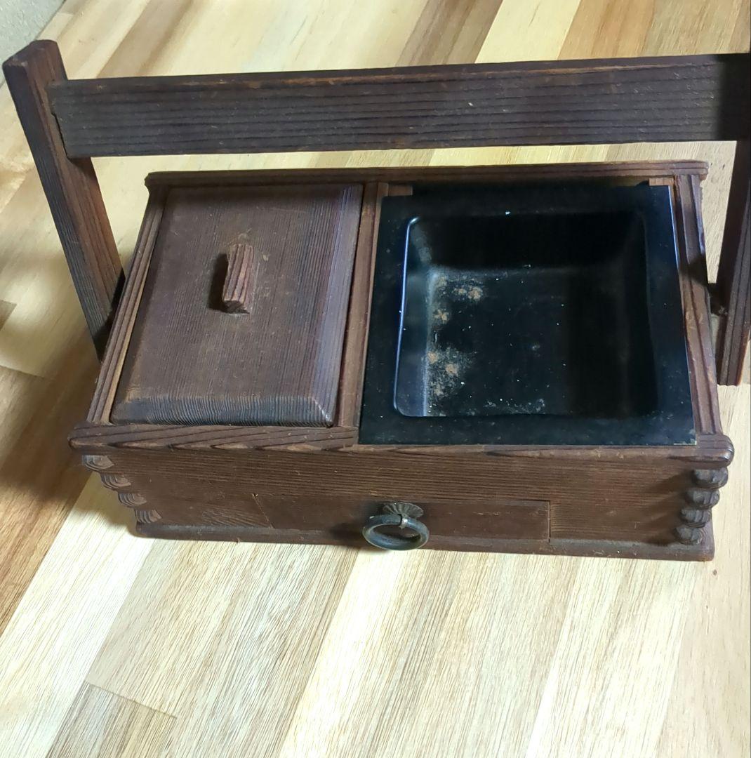 昭和レトロ 木製 煙草盆 ＆ 煙管（キセル）セット 骨董 アンティーク