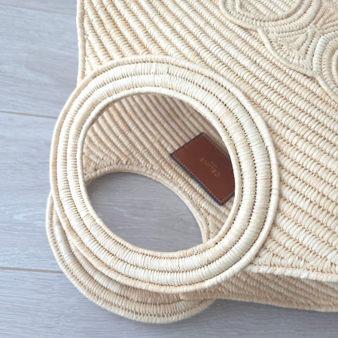 美品【セリーヌ】2025年春夏 ブレーテッド パニエ ラフィア かごバッグ