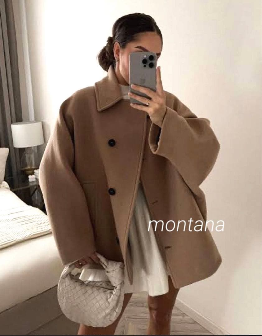 新品 2023aw ZARA woman ウールブレンド ケープ ショートコート