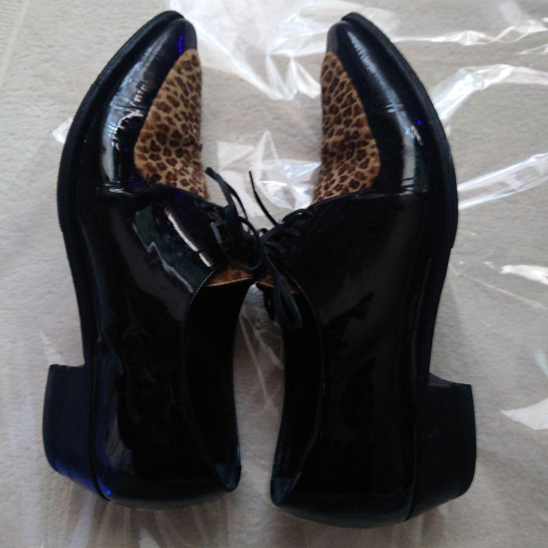 セリーヌ39（25.5）レオパードハラコポニーヘア切替パテントレザー