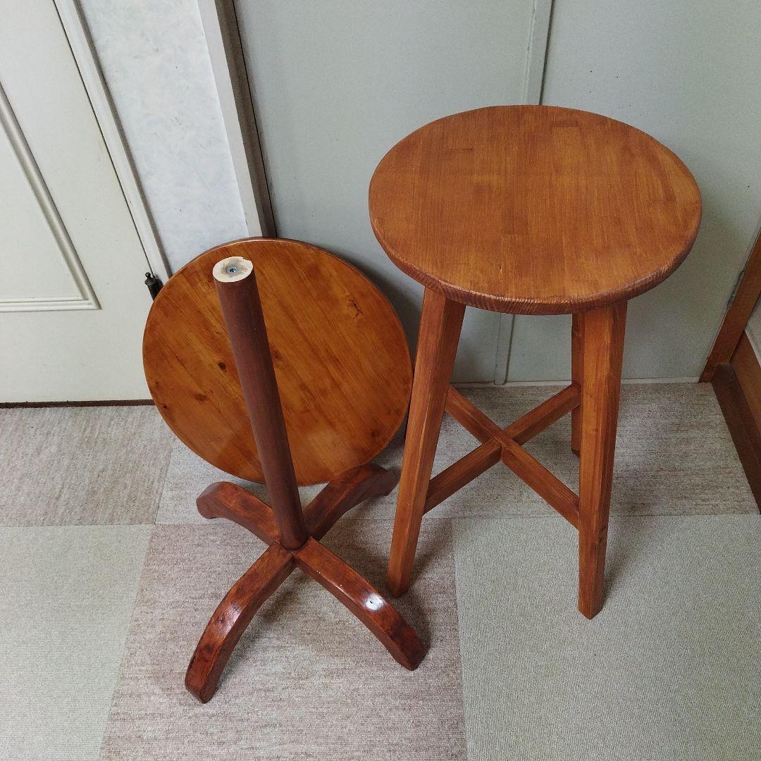 木製丸型サイドテーブル 2点セット ネストテーブル 丸型 2個セット 幅50cm 65cm ツインテーブル サイド