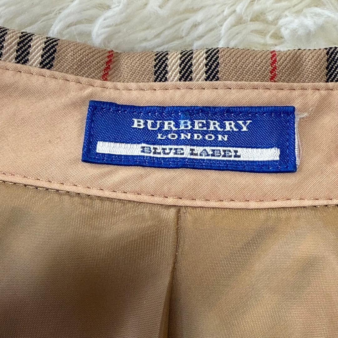 バーバリーブルーレーベル ノバチェック シャツワンピース 40 ウール混