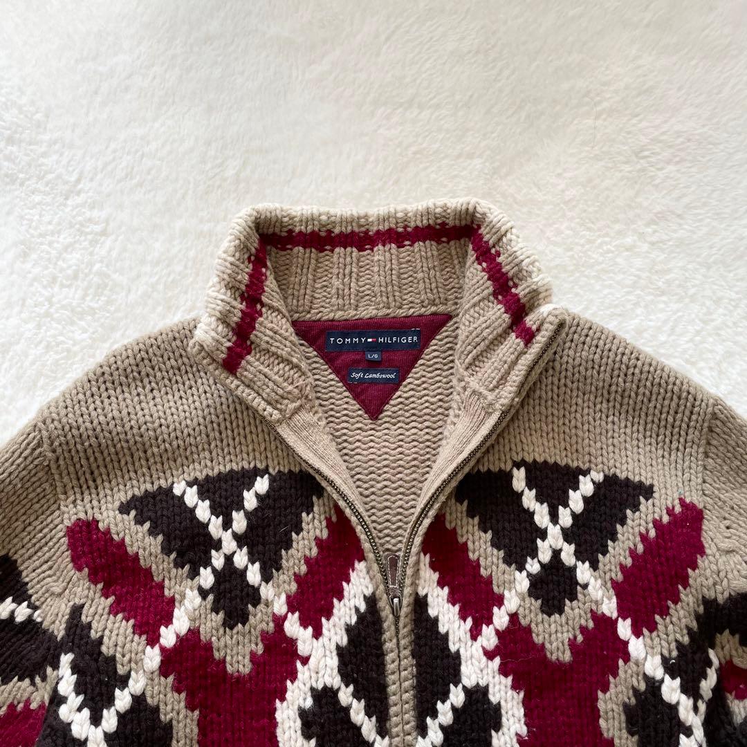 希少】トミーヒルフィガー ネイティブ柄 カウチン ドライバーズニット