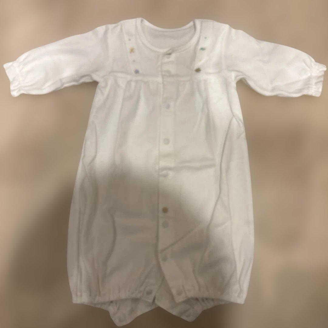 ファミリア ホワイトロンパース 長袖 退院着 セレモニー着 お宮参り 50