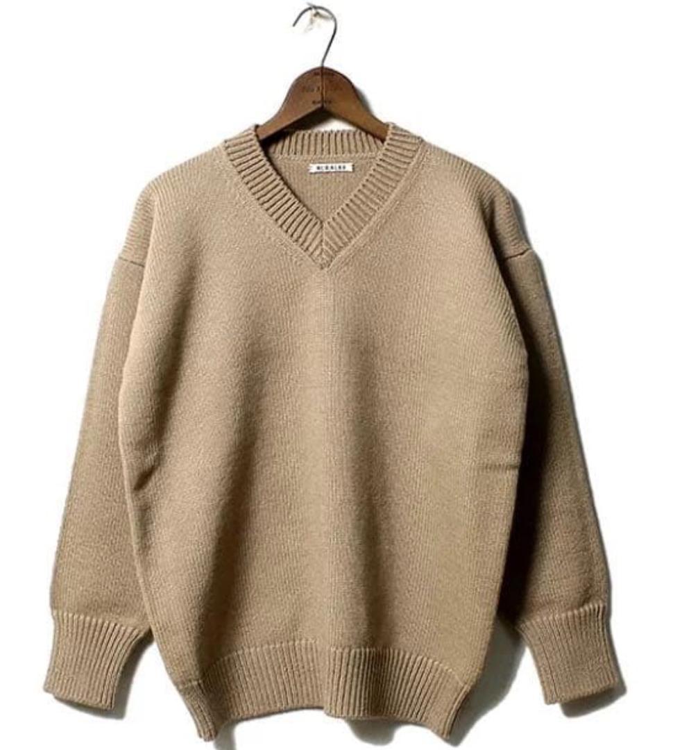 AURALEE オーラリー FELT WOOL YARN KNIT V NECK