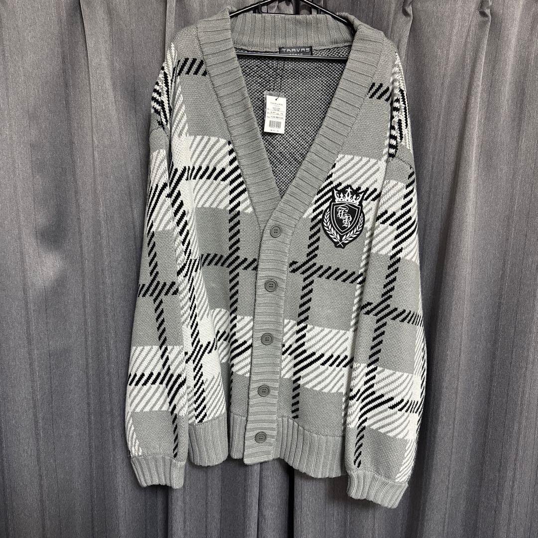 TRAVAS TOKYO チェック柄カーディガン グレー ジャカードニット TRAVAS TOKYO チェック柄カーディガン グレー ジャカードニット TRAVAS