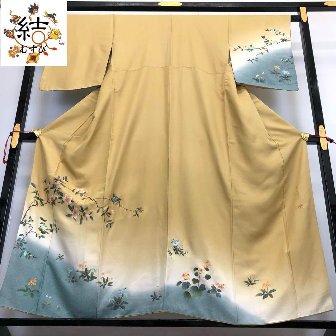 B 木屋太 風景模様 黒×紫×グレー 正絹 六通 袋帯 O38