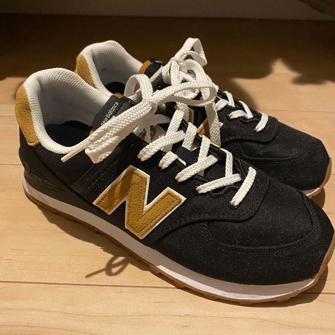 New Balance ブラック/ゴールド スニーカー ML574 BK2 27 - メルカリ