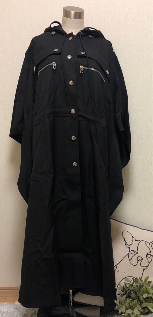 未使用 CHLOE クロエ ロング丈 ポンチョ ケープ コート 34 ブラック