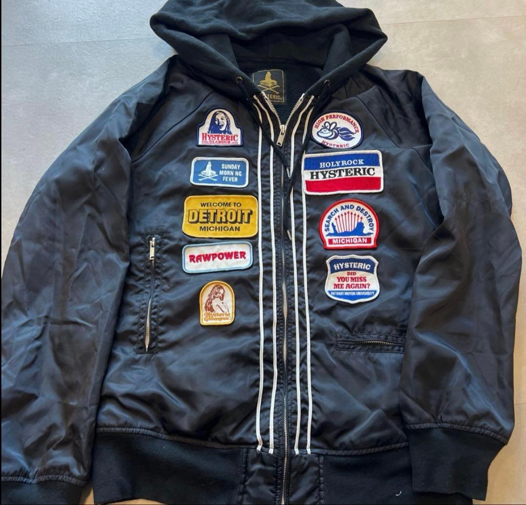 ヒステリックグラマー フード付きジャケット ブラック HYSTERIC GLAMOUR】【日本製】【アウター】ヒステリックグラマー『中綿