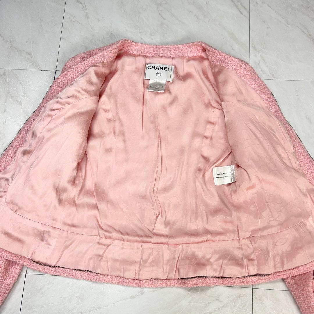 美品 CHANEL 立体 COCO ロゴ ノーカラー ツイードジャケット 38 - メルカリ