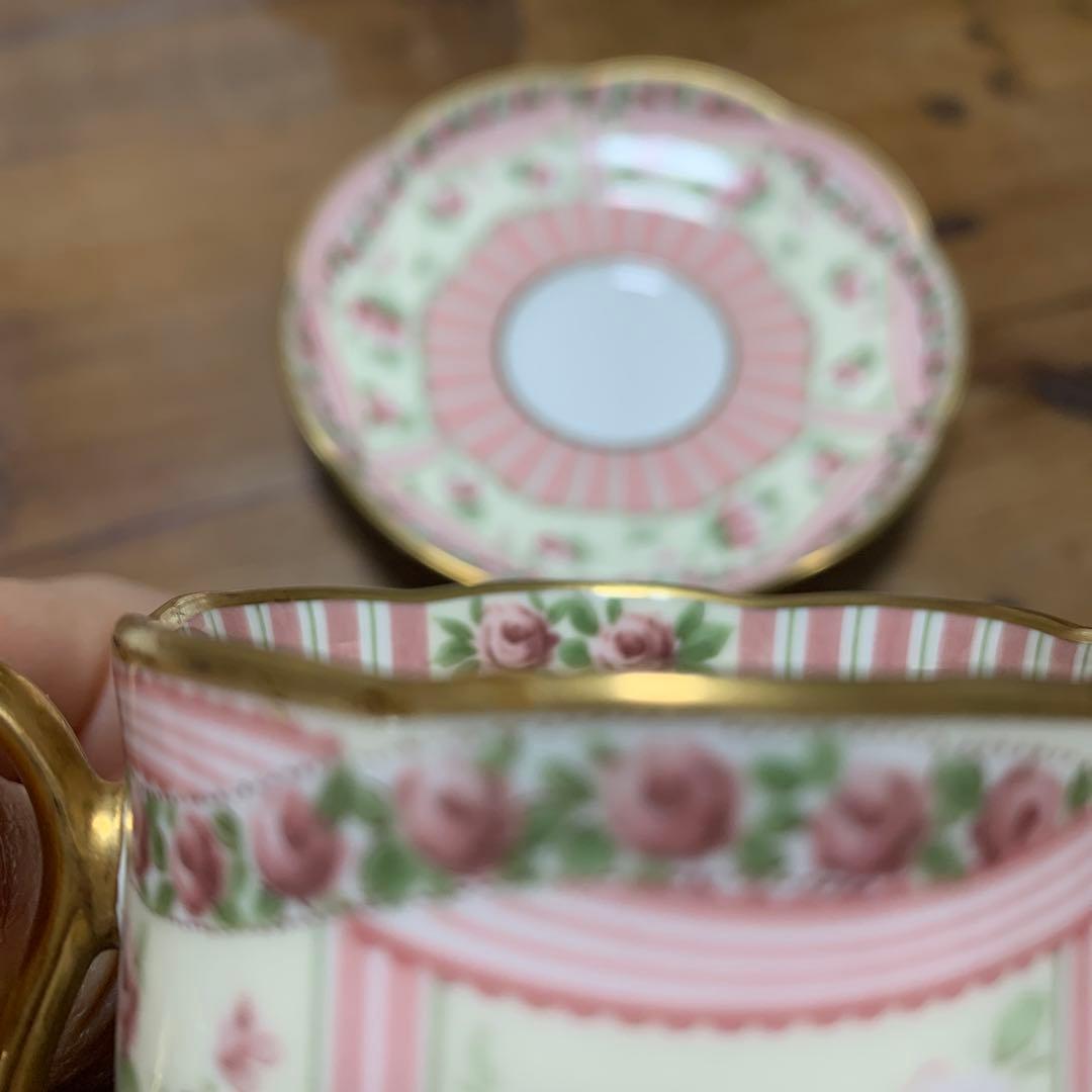 ノリタケ デミタスカップ ソーサー ボーンチャイナ 花柄 ローズ ピンク