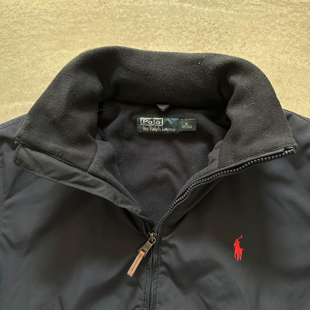 90s ラルフローレン ウォームアップジャケット ネイビー 裏フリース
