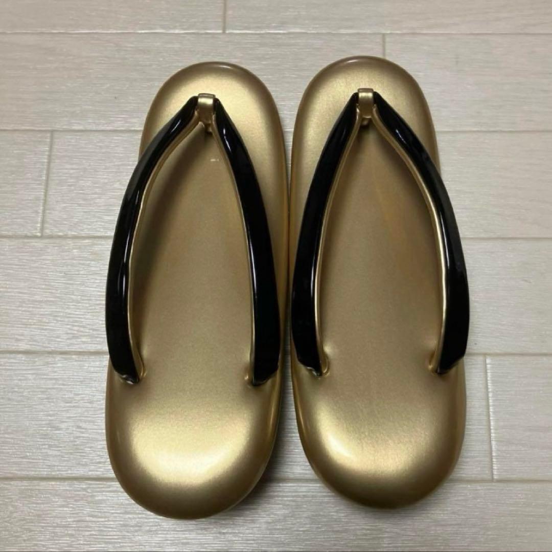 《美品》草履バッグセット　ゴールド　ブラック