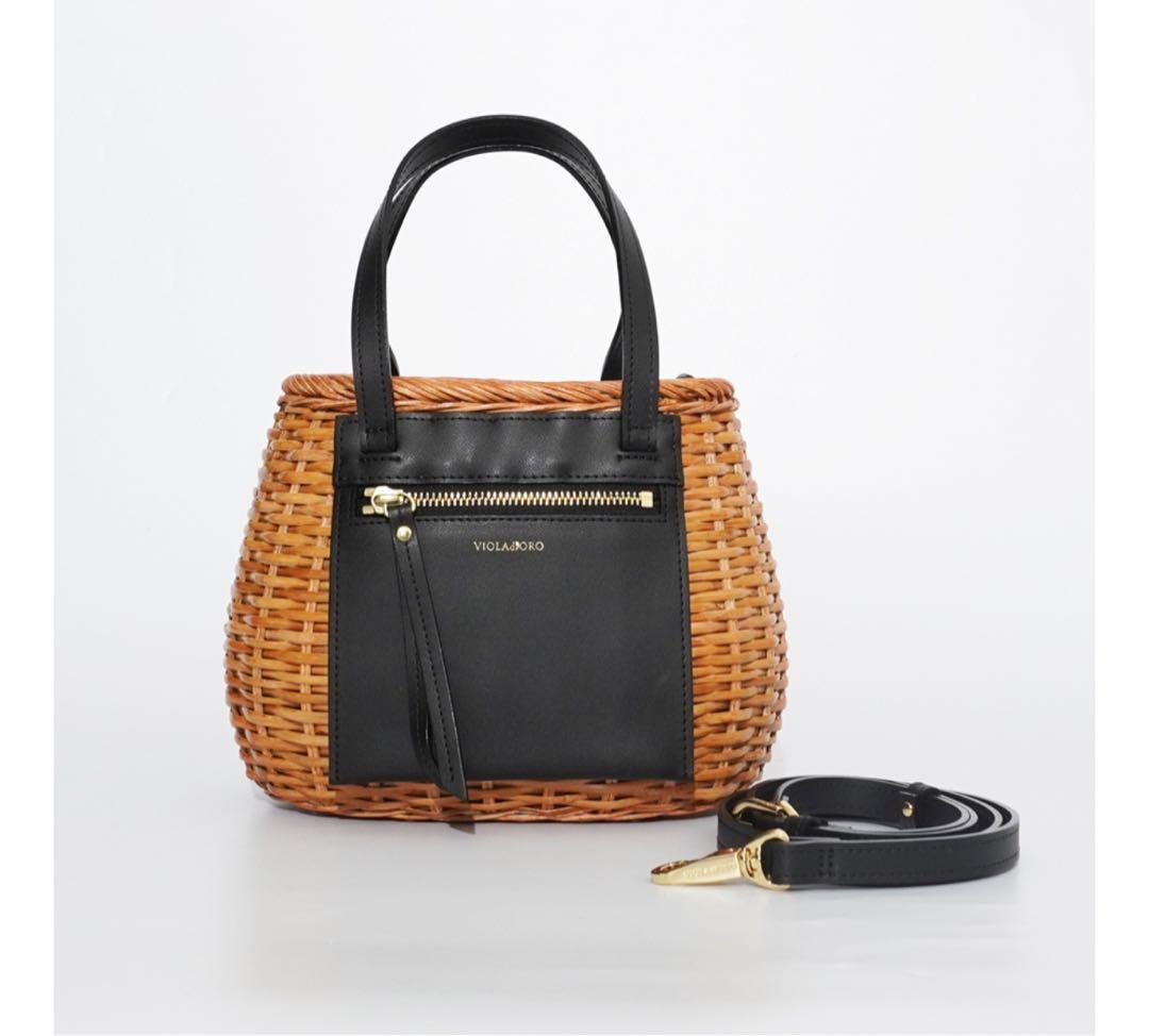 VIOLAdORO☆スプリットラタン ポケットトートバッグ VIOLAd'ORO（ヴィオラドーロ） 最大44%☆2/27〜 正規品 かごバッグ