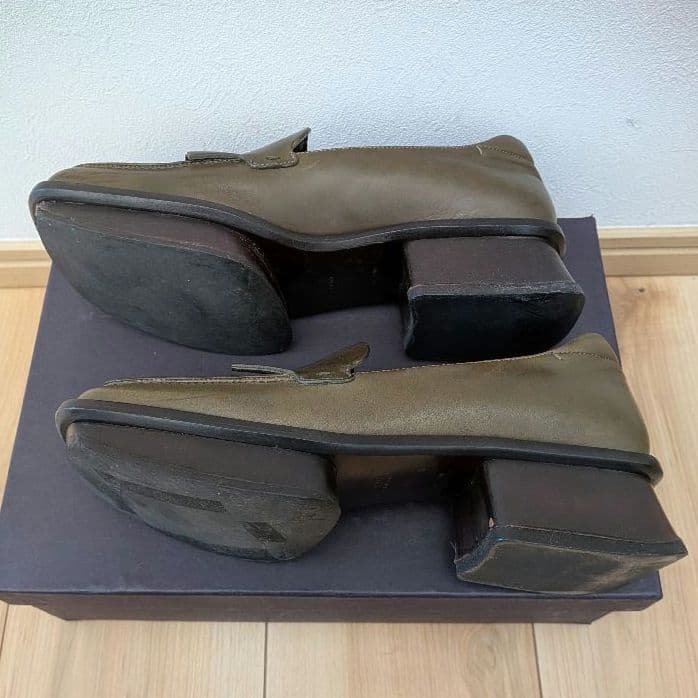 PRADA フリンジ厚底ローファー 36.5 カーキ 美品 プラダ 23.5cm