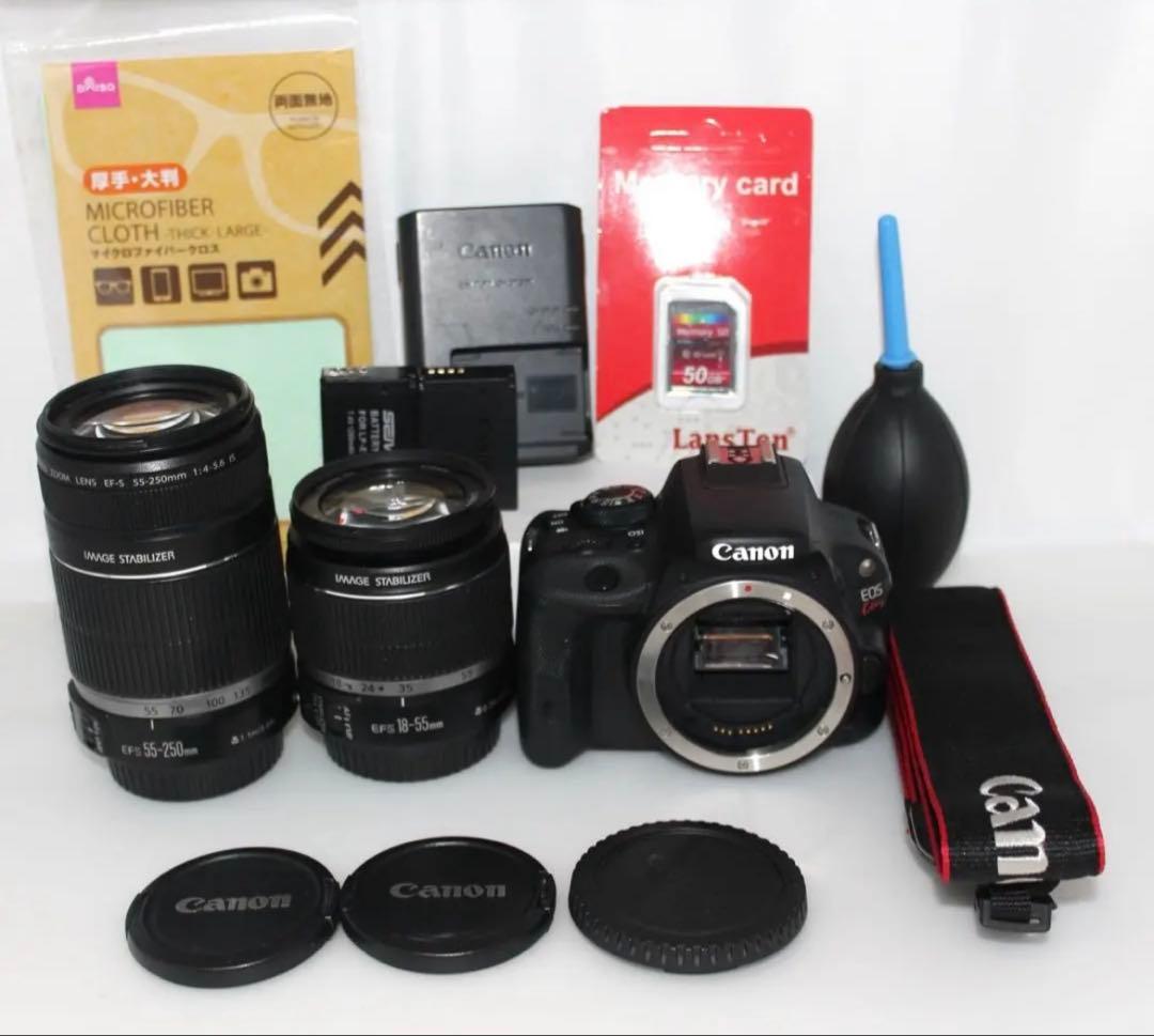 キャノン 一眼レフ Kiss X7 手ぶれ補正レンズ 望遠 バッテリー2個！