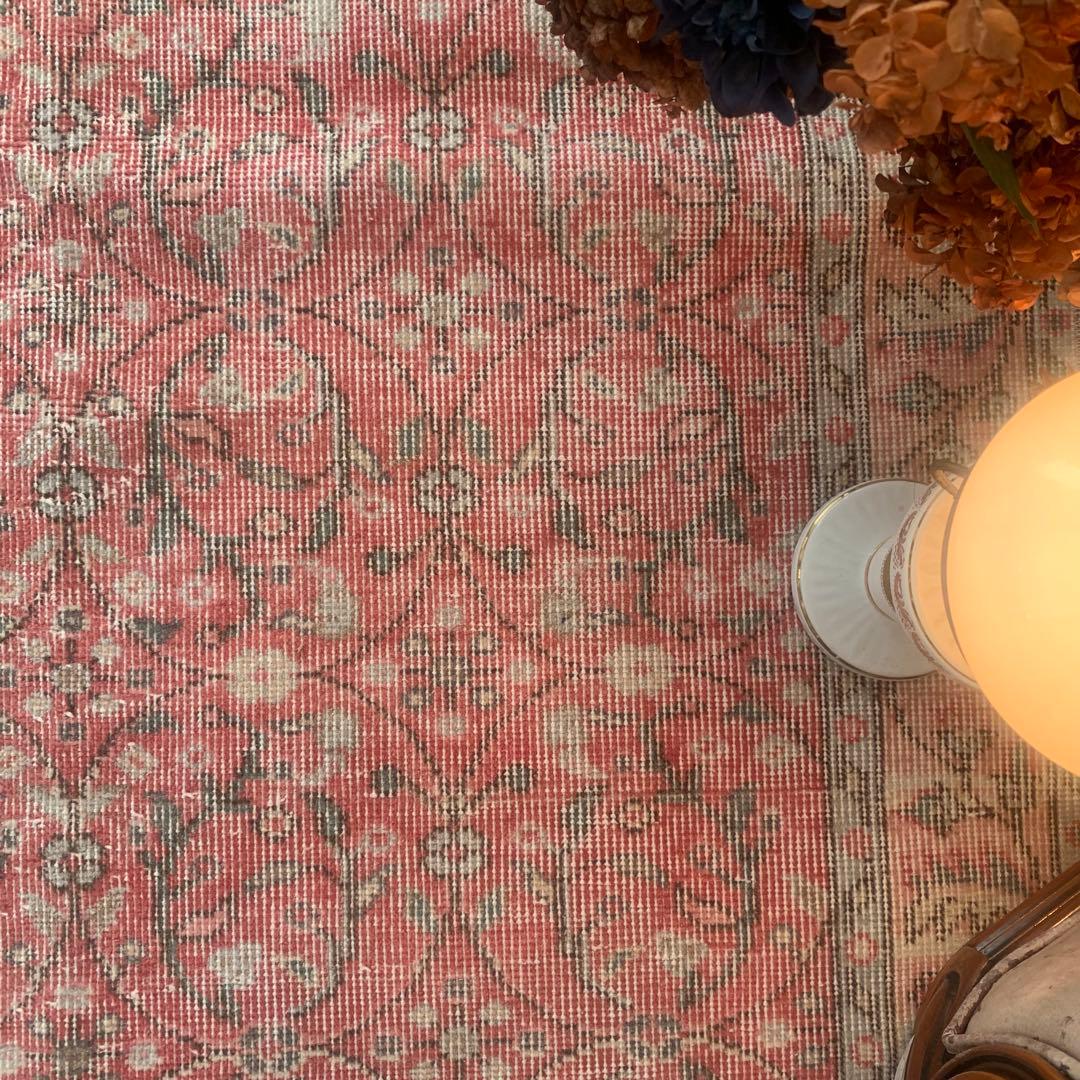 リバーシブル 210×112 ペールピンク オレンジ トルコヴィンテージラグ