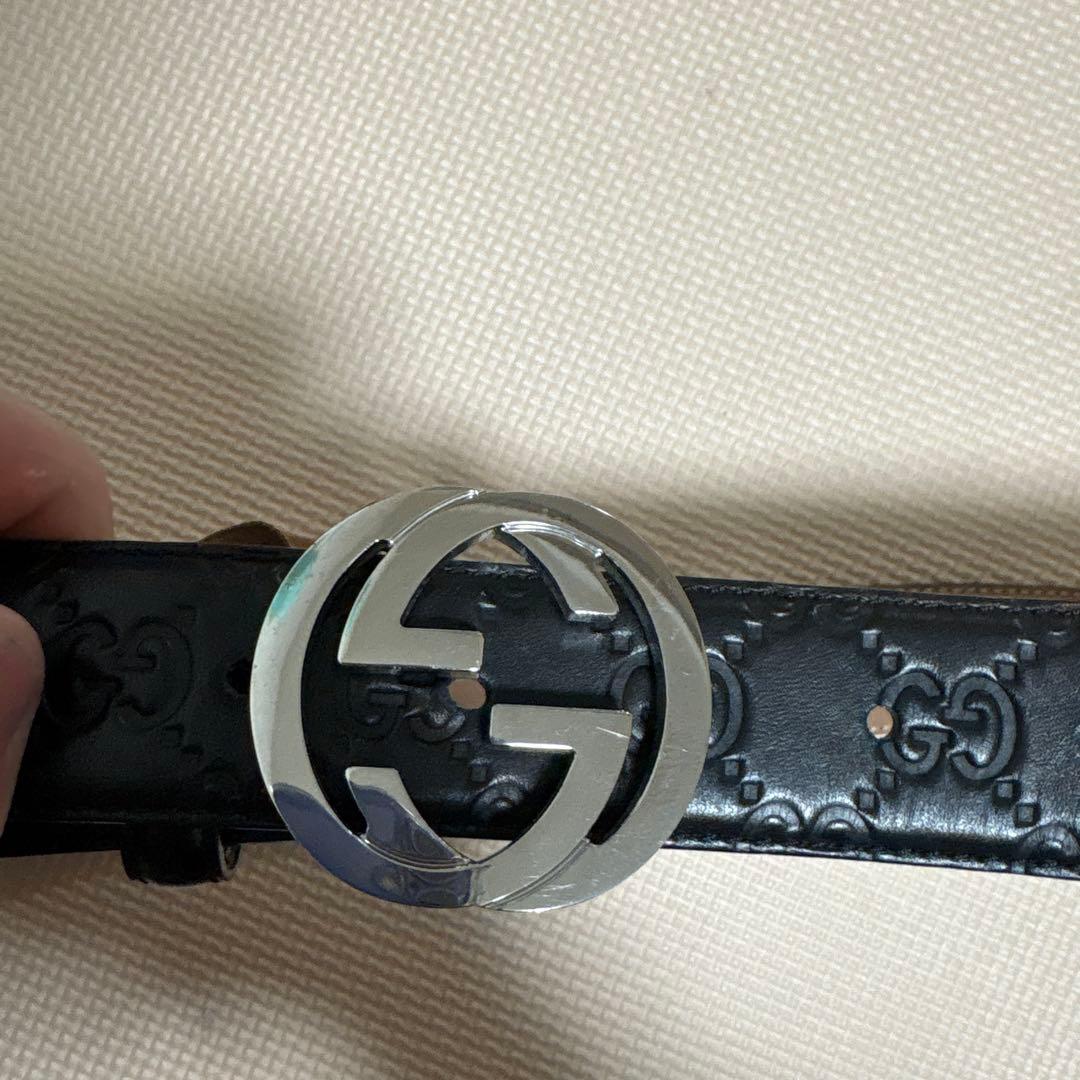 GUCCI ブラック ダブルGロゴ ベルト 85-34 - メルカリ