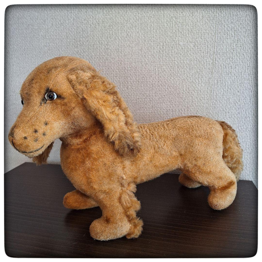 戦前 ドイツ】 ダックスフント アンティーク ぬいぐるみ 貴重 グラス