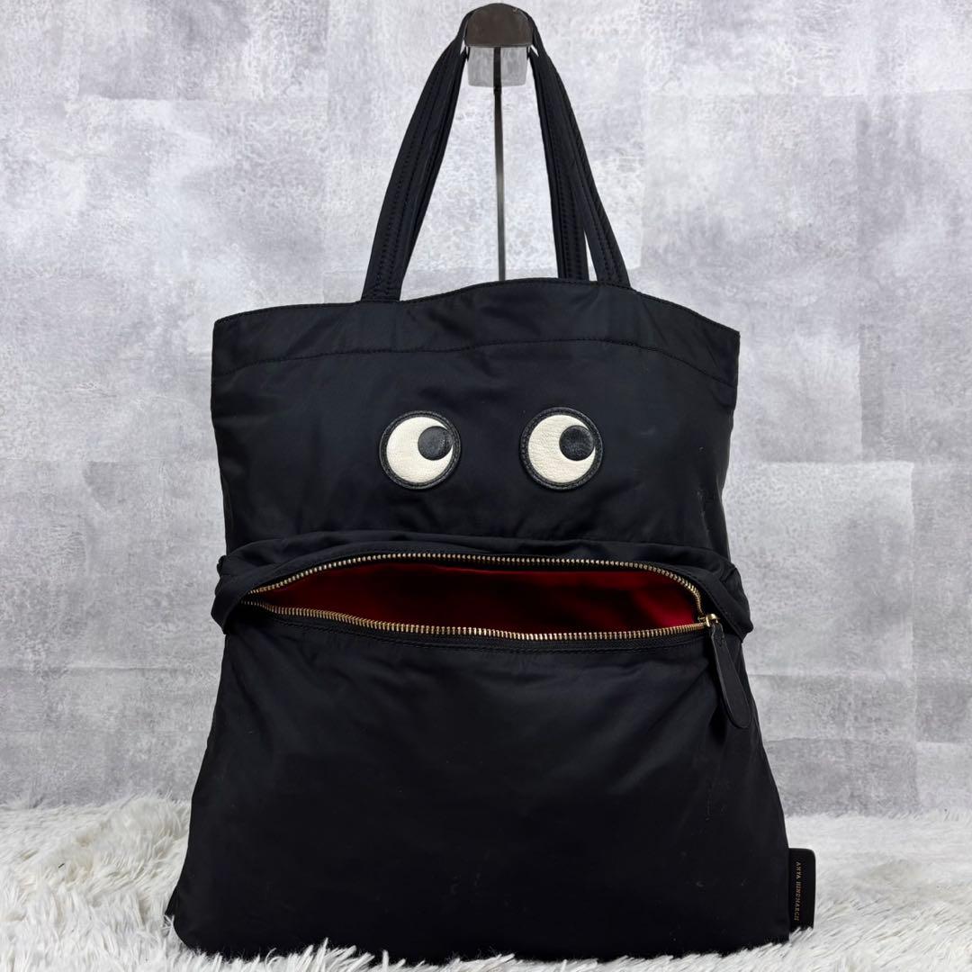 極美品 アニヤハインドマーチ ナイロン アイズ ファスナー ブラック 黒