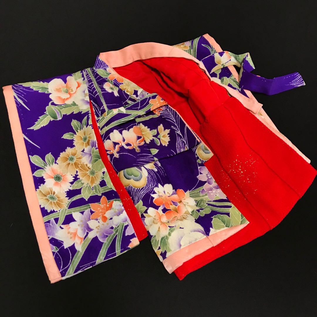 市松人形 8号 薔薇 錦紗縮緬 アンティーク 袷 着物 ＊ ドール 人形