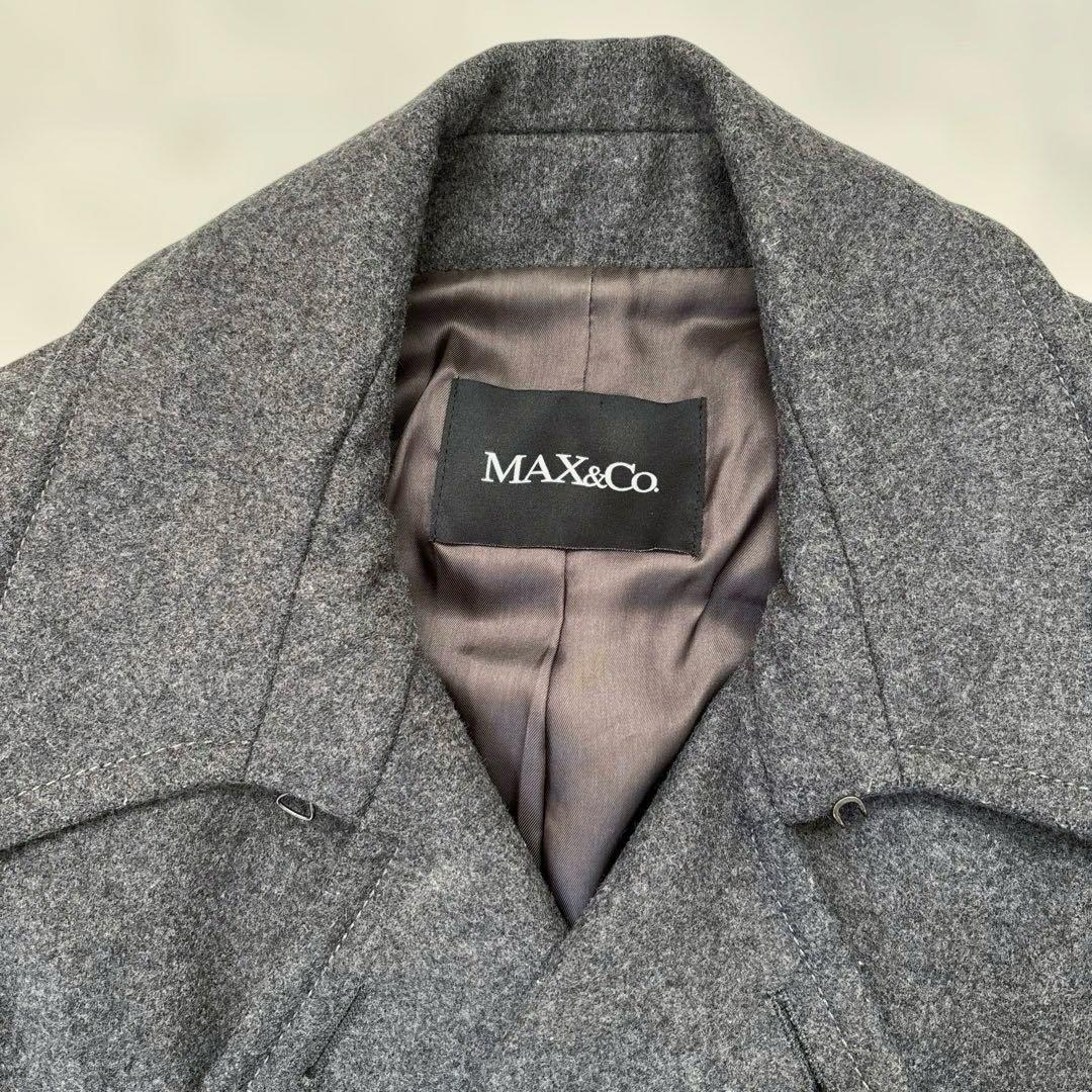 MAX&CO ウールピーコート フリル ギャザー ダブルロング丈 40