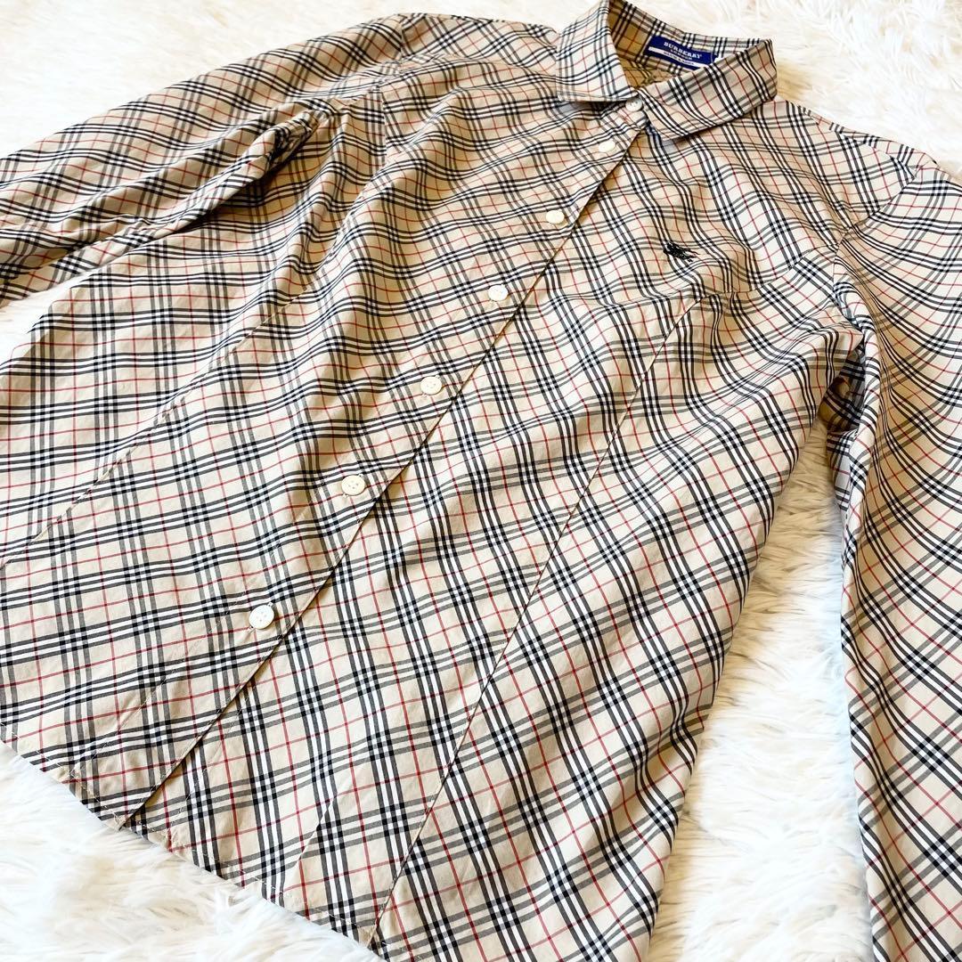 バーバリーブルーレーベル ノバチェック シャツ Yシャツ 刺繍ロゴ