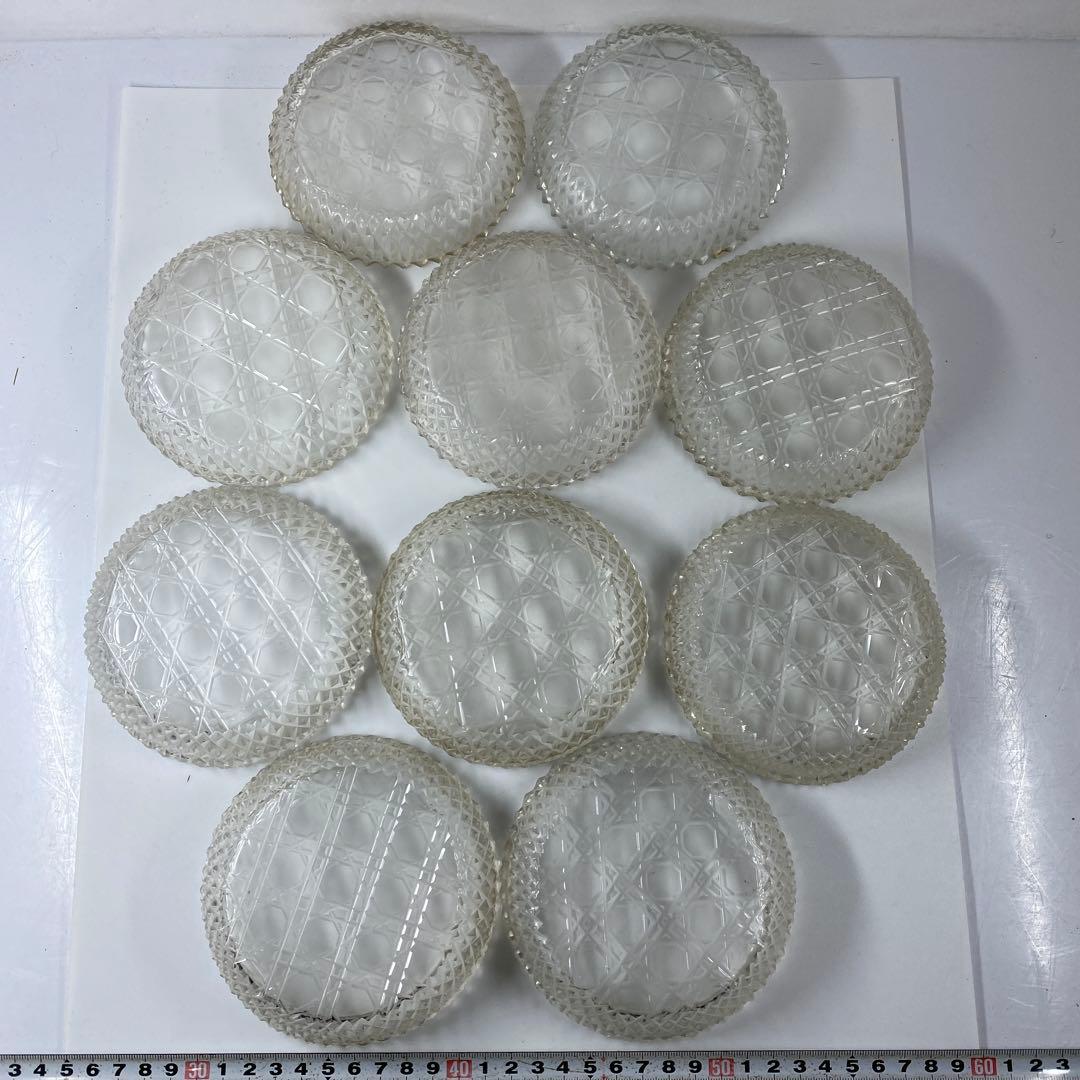 専用江戸後〜明治初期 ギヤマン手彫切子ハンドカット皿 10客 共箱直径