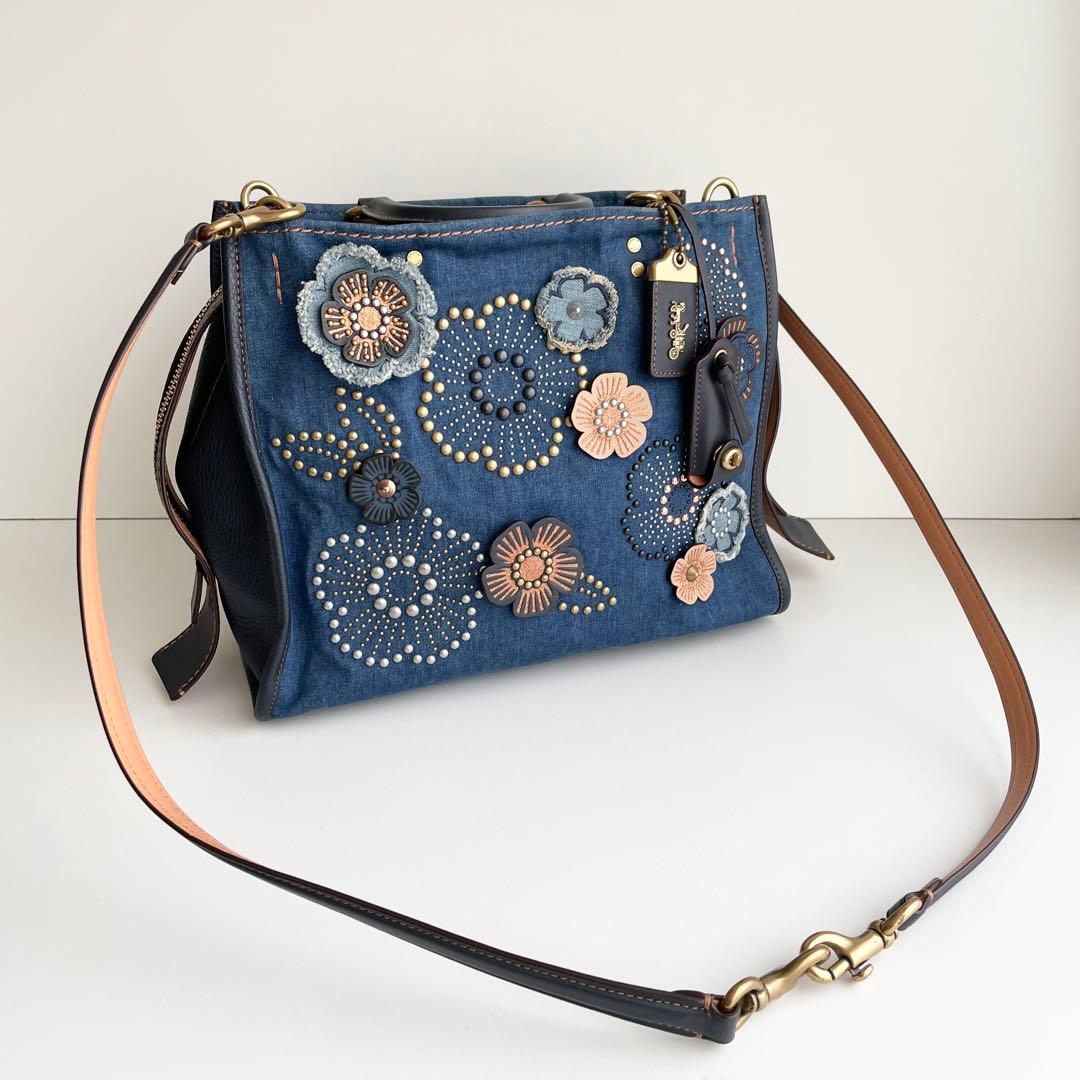 コーチ ローグ Rogue ティーローズ ハンドバッグ デニム 激レア 日本