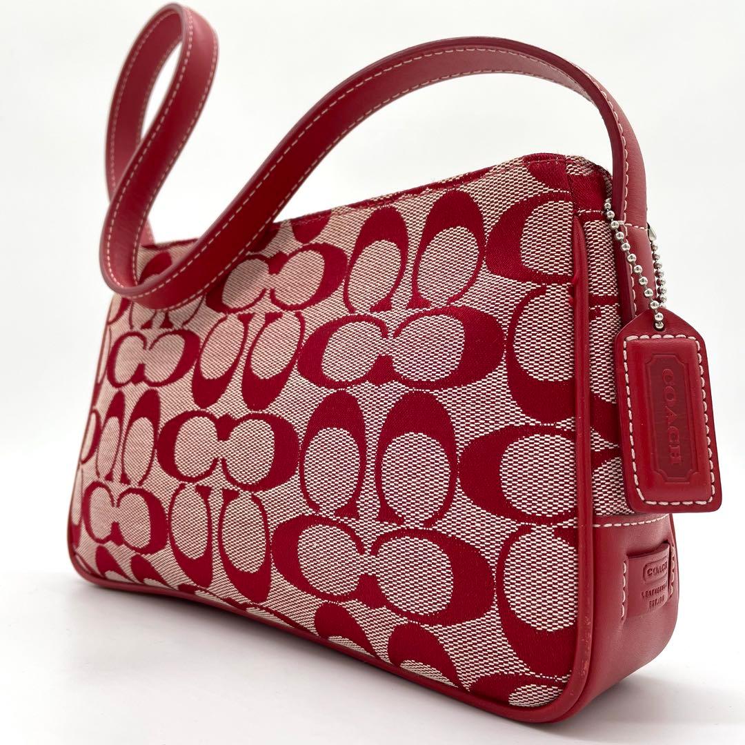 【美品】コーチ　アクセサリーポーチ　シグネチャ　キャンバス　6023 コーチ アクセサリーポーチ ワンショルダー キャンバス シグネチャー