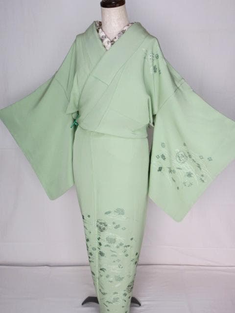 未着用に近い！さが美製＊薄萌葱色＊豪華刺繡尽し＊特選＊訪問着＊１６１ｃｍ＊裄６７