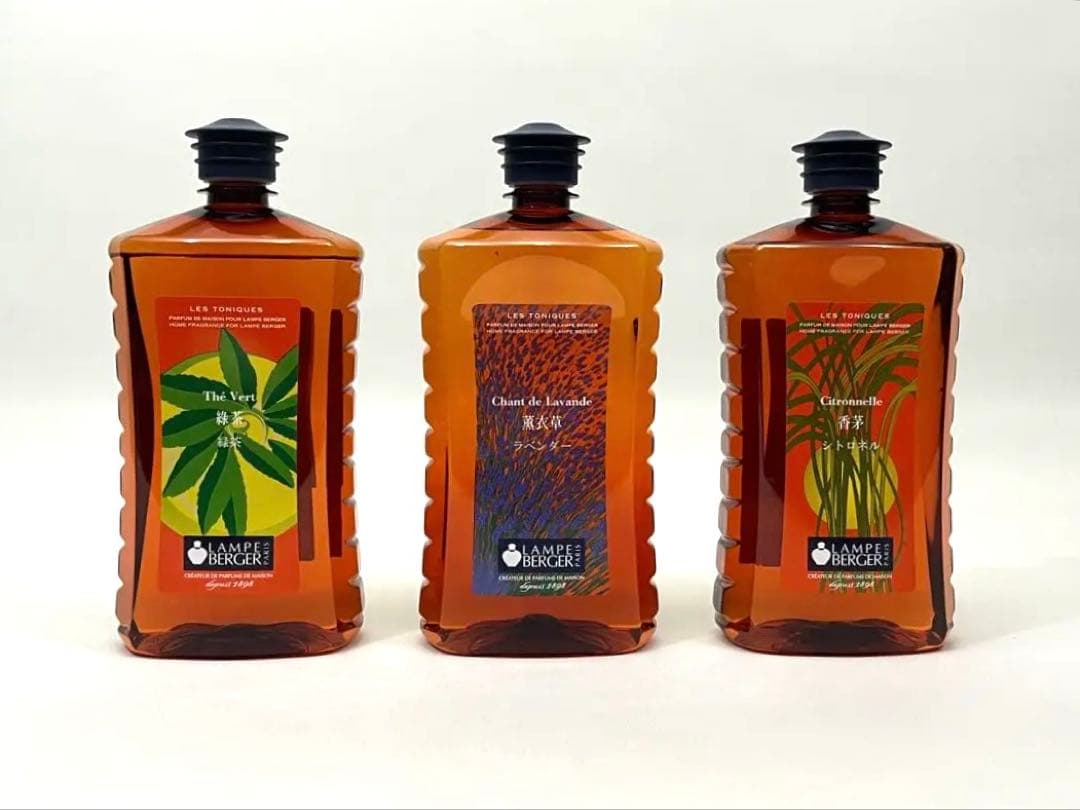 新品未開封★ランプベルジェ・オイル３本セット　ラベンダー　緑茶　シトロネル 新作オイル ランプベルジェ フレグランスオイル 1000ml 正規品 アロマ