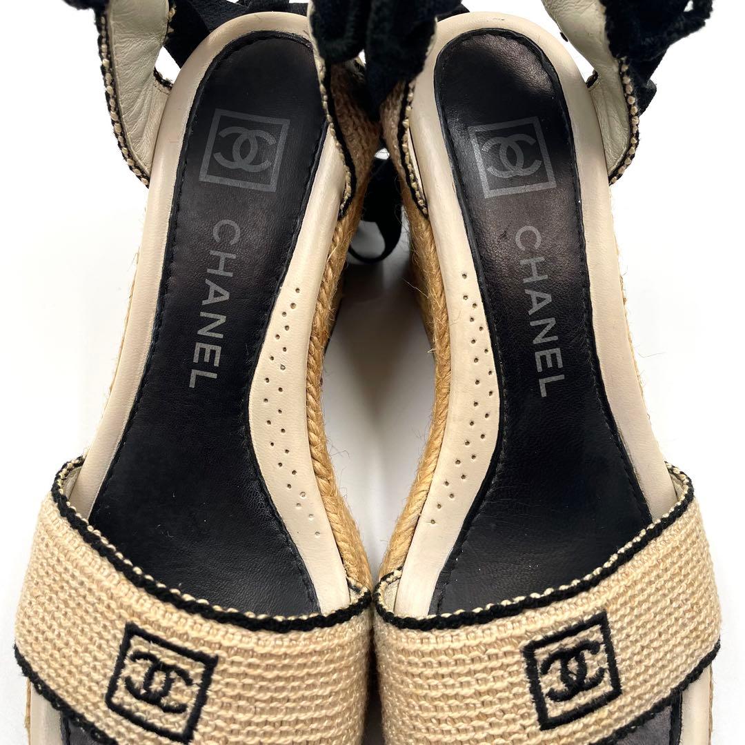 《超美品》シャネル ココマーク サンダル ウエッジソール エスパドリーユ 36