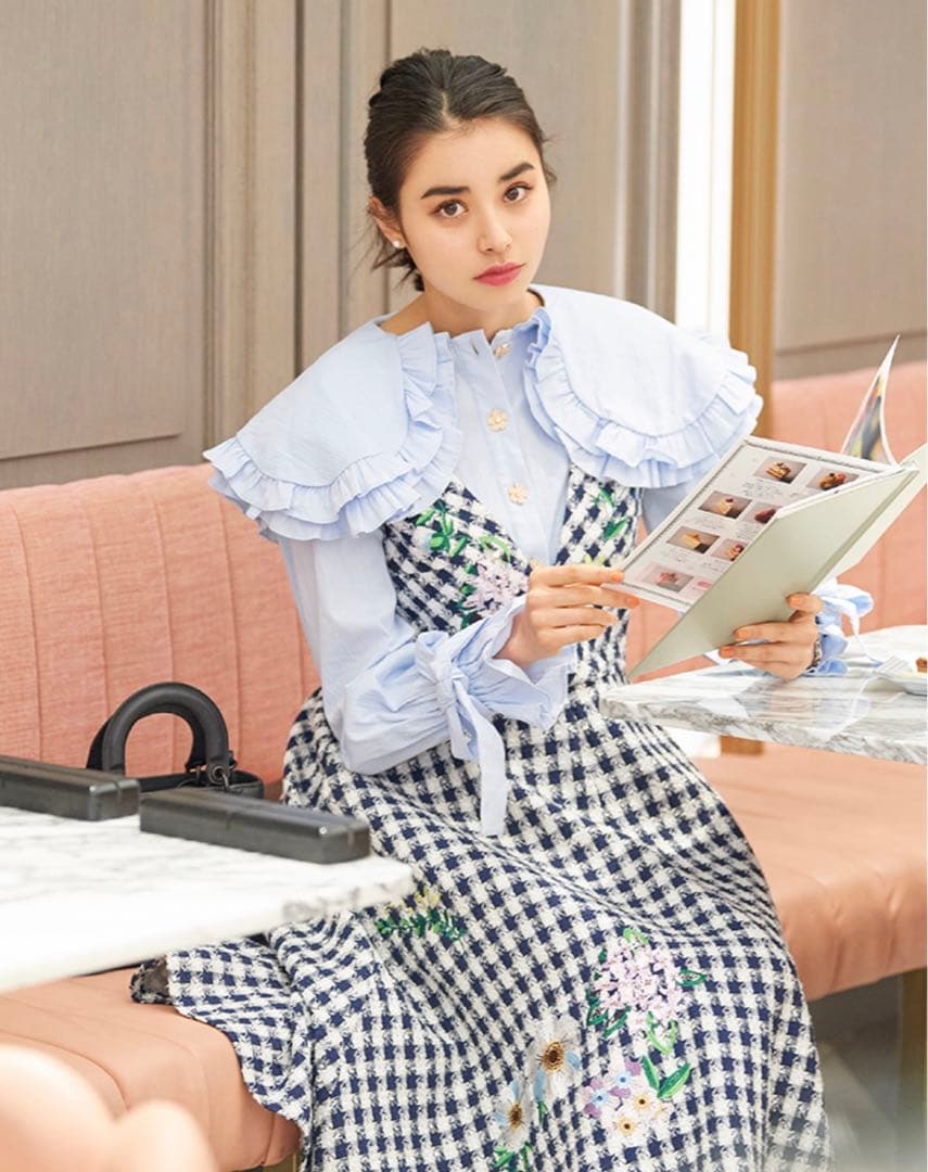 チェスティ chesty ツイード刺繍ジャンパースカート ワンピース