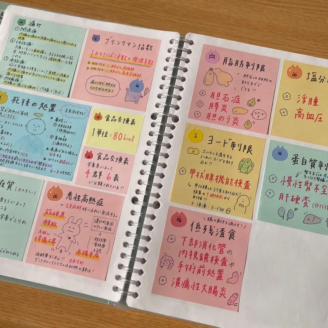 看護師国家試験対策 850枚の大量付箋+9枚のまとめノート - メルカリ