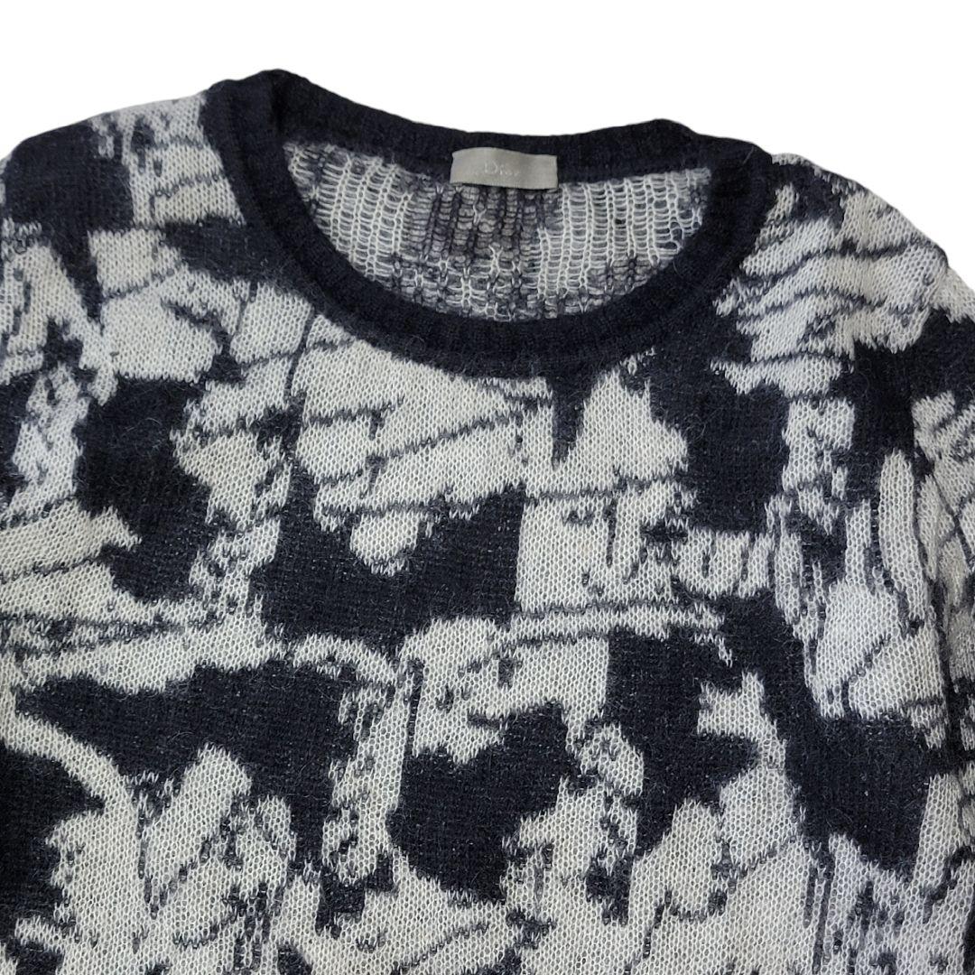 エディ期】07AW DIOR ディオールオム 総柄 ニット XS モヘヤニット