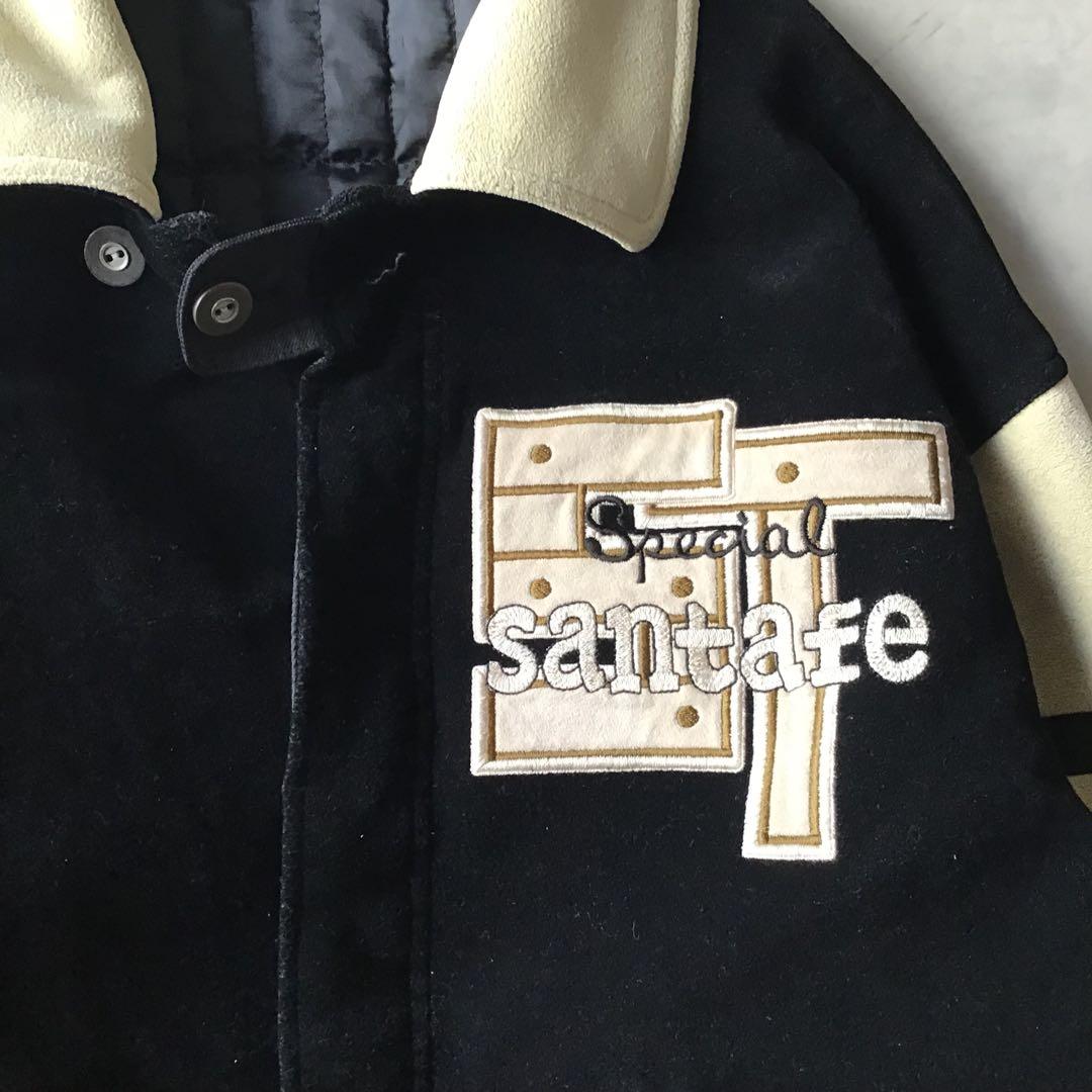 santafe サンタフェ スタジャン ブラック 黒 中わた 胸ロゴ 刺繍