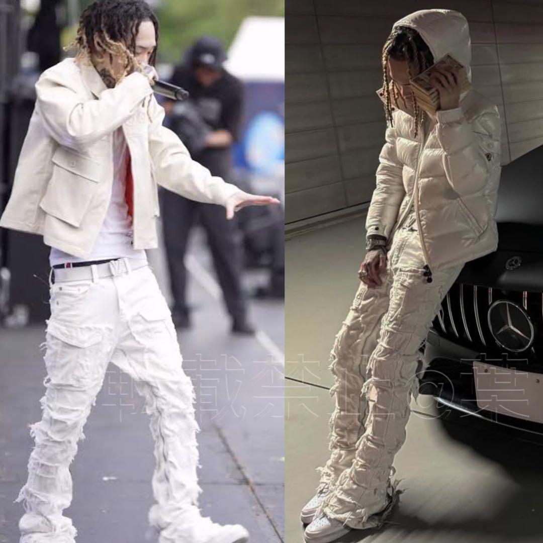 valabasaバラバサス ハードクラッシュスキニーフレアデニム ホワイト