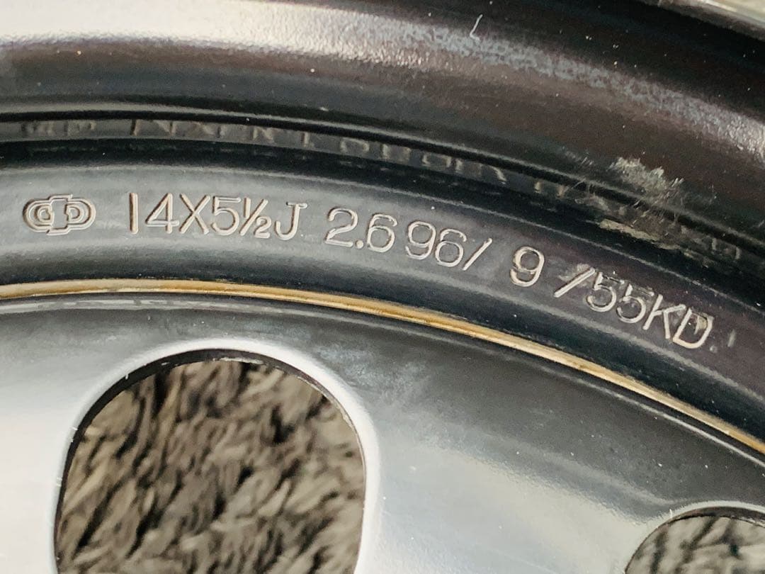 ★スチールホイール 14×5.5J PCD100 4本 黒鉄チン Used★