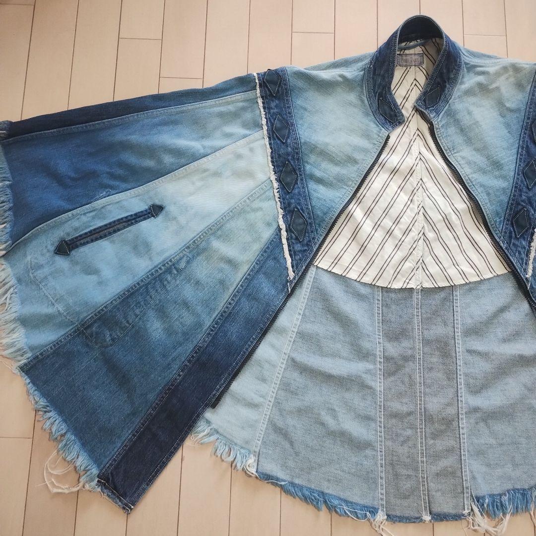 最終値下！BLUEBLUEブルーブルー藍染グラデーションデニムポンチョ