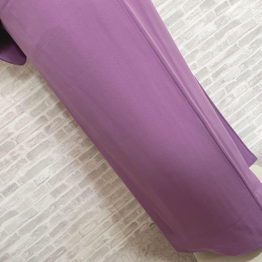 色無地 フルセット 紫 丸に剣片喰 シンプル 礼装 カジュアル 着物 I2