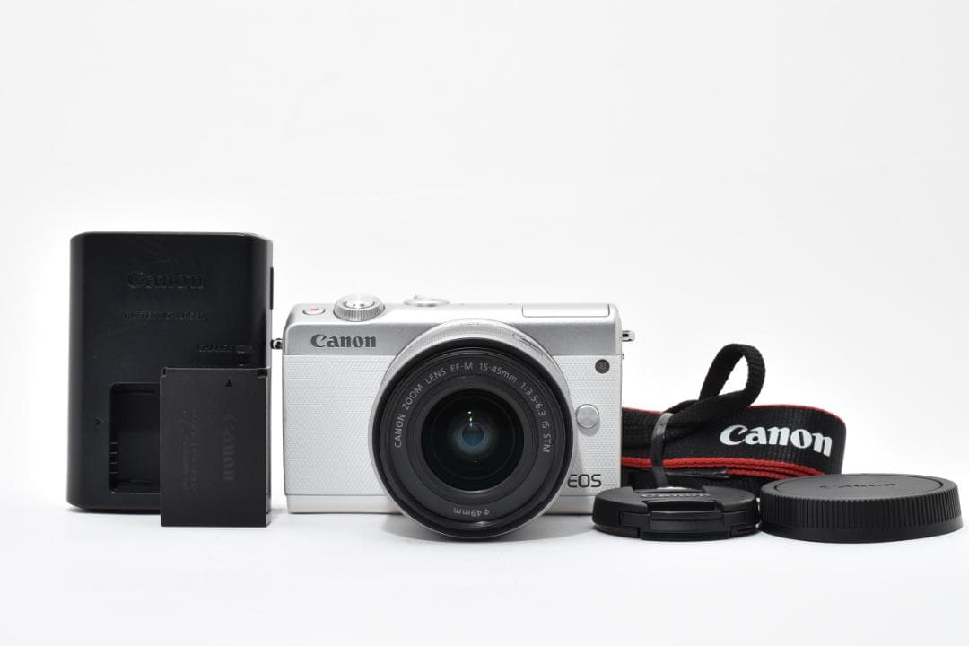 ■美品■Canon キヤノン EOS M100 レンズキット EOS キヤノン ミラーレス一眼 CANON M100 レンズキット ホワイト 中古