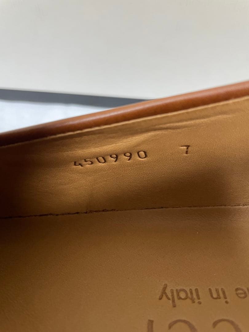 2D110 GUCCI グッチ レザーローファー ライトブラウン 26.0cm