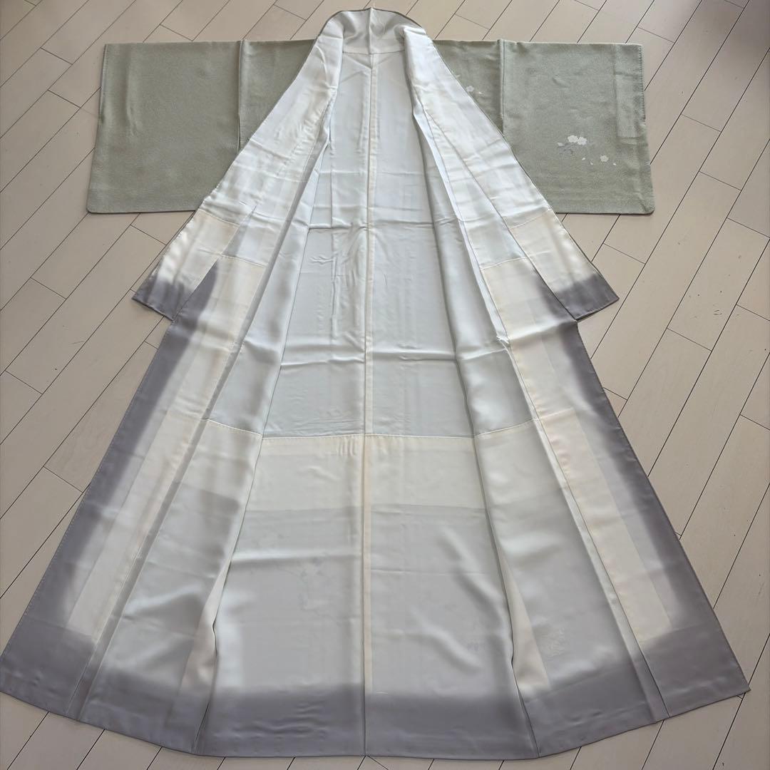 □E5809□未使用品□正絹□若芽色 加賀友禅 刺繍 袷 訪問着□丈160裄65