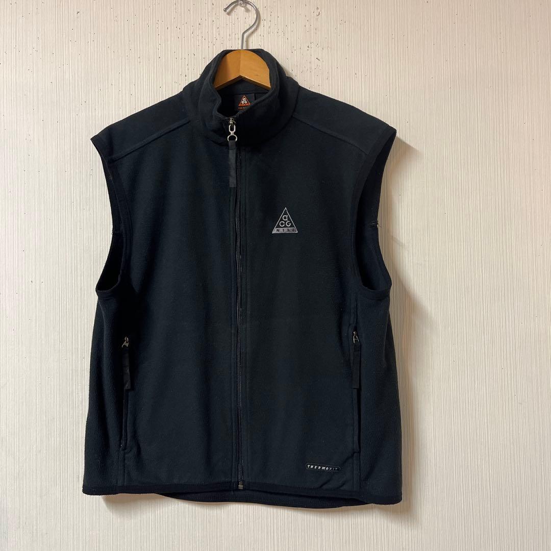 NIKE ACG フリースベスト 90s 黒タグ ロゴ刺繍 ジップアップ M - メルカリ