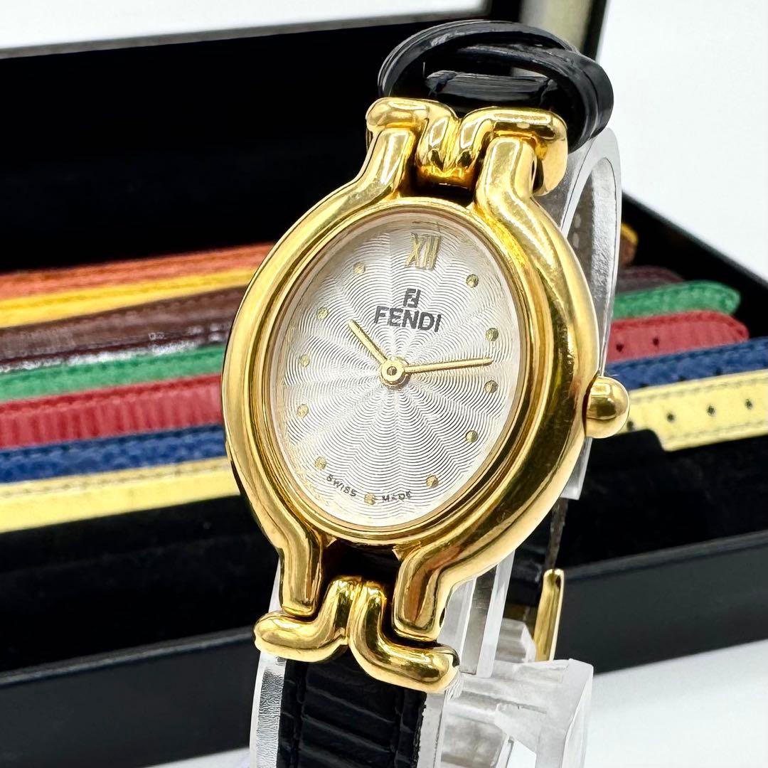 稼働/新品電池◎フェンディ カメレオン チェンジベルト シェル文字盤