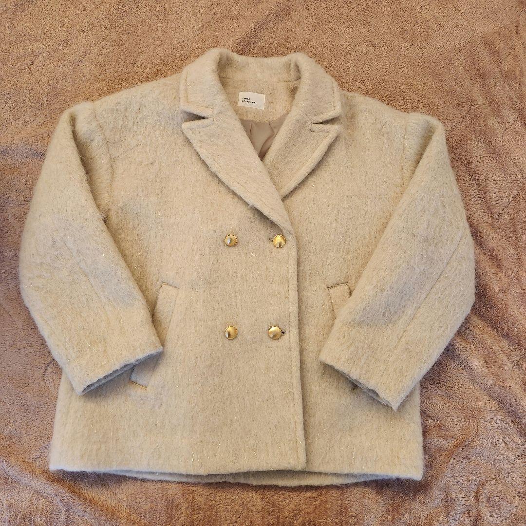EMMA ROUGE VIF ラメシャギースライバーピーコート ベージュ - メルカリ