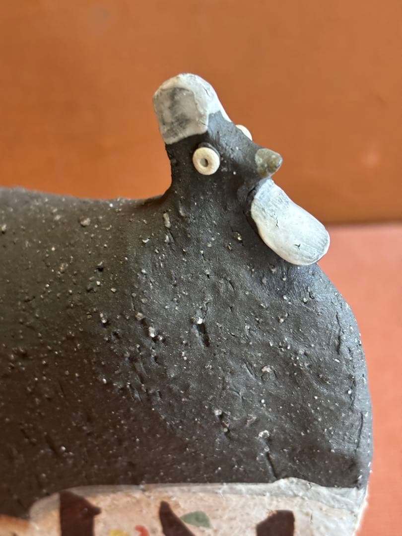 やまちゃん様専用河井寛次郎作色絵草花文鶏形置物 森の一番鶏夜から朝